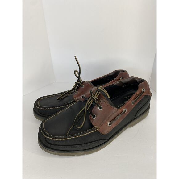 Sperry Top-Sider Two Tone Brown Leather Boat Shoes Men's 9 M Deck Loafers - Picture 1 of 9